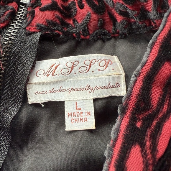 M.S.S.P Black & Red Velvet Sleeveless Blouse High Neck Large Goth Punk Holiday - Picture 9 of 10